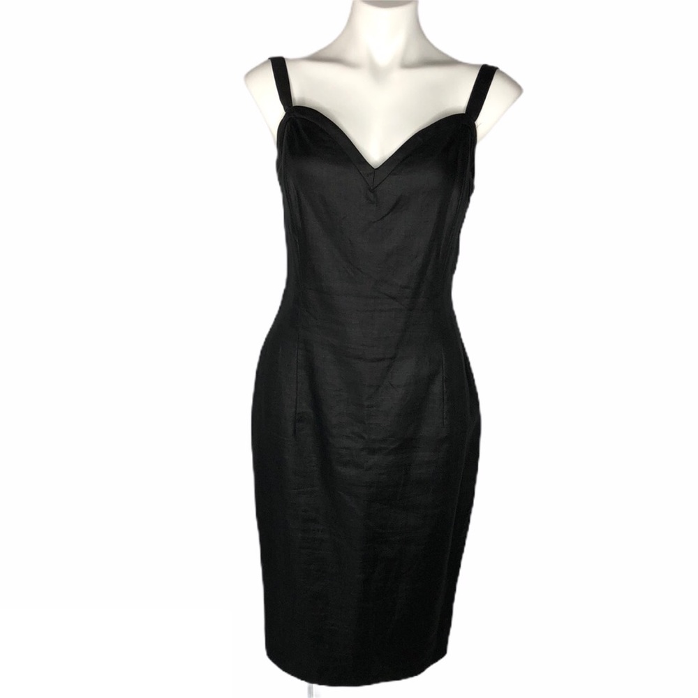 Vintage Pia Rucci Black Sleeveless Linen Dress